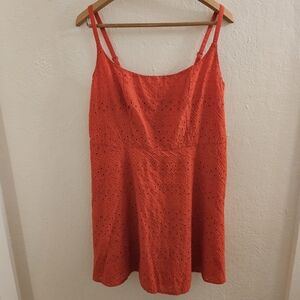 Old Navy Orange Dress Adjustable Straps Elastic Back Size L NWT
